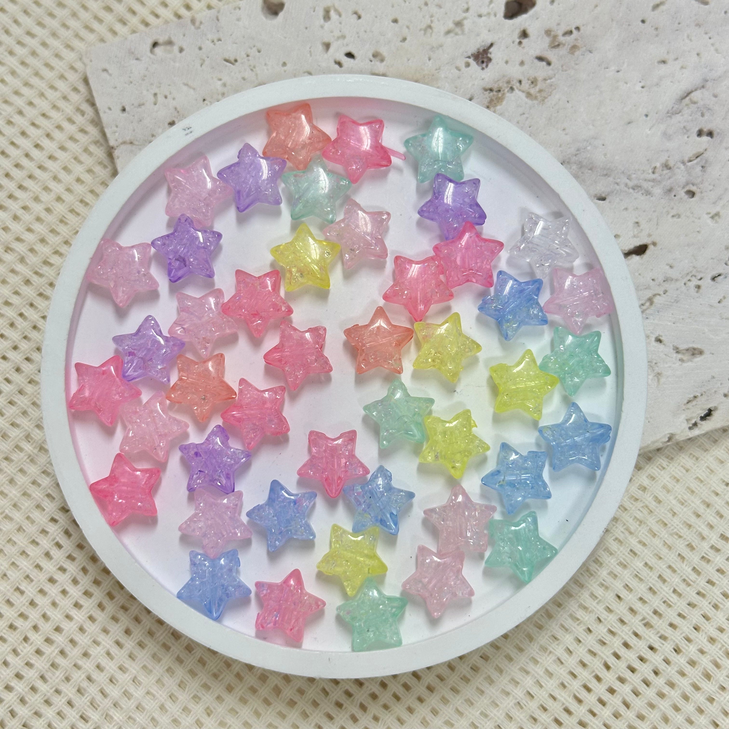 Cuentas AB: Estrella craquelada translúcida de 12 mm (colores surtidos)
